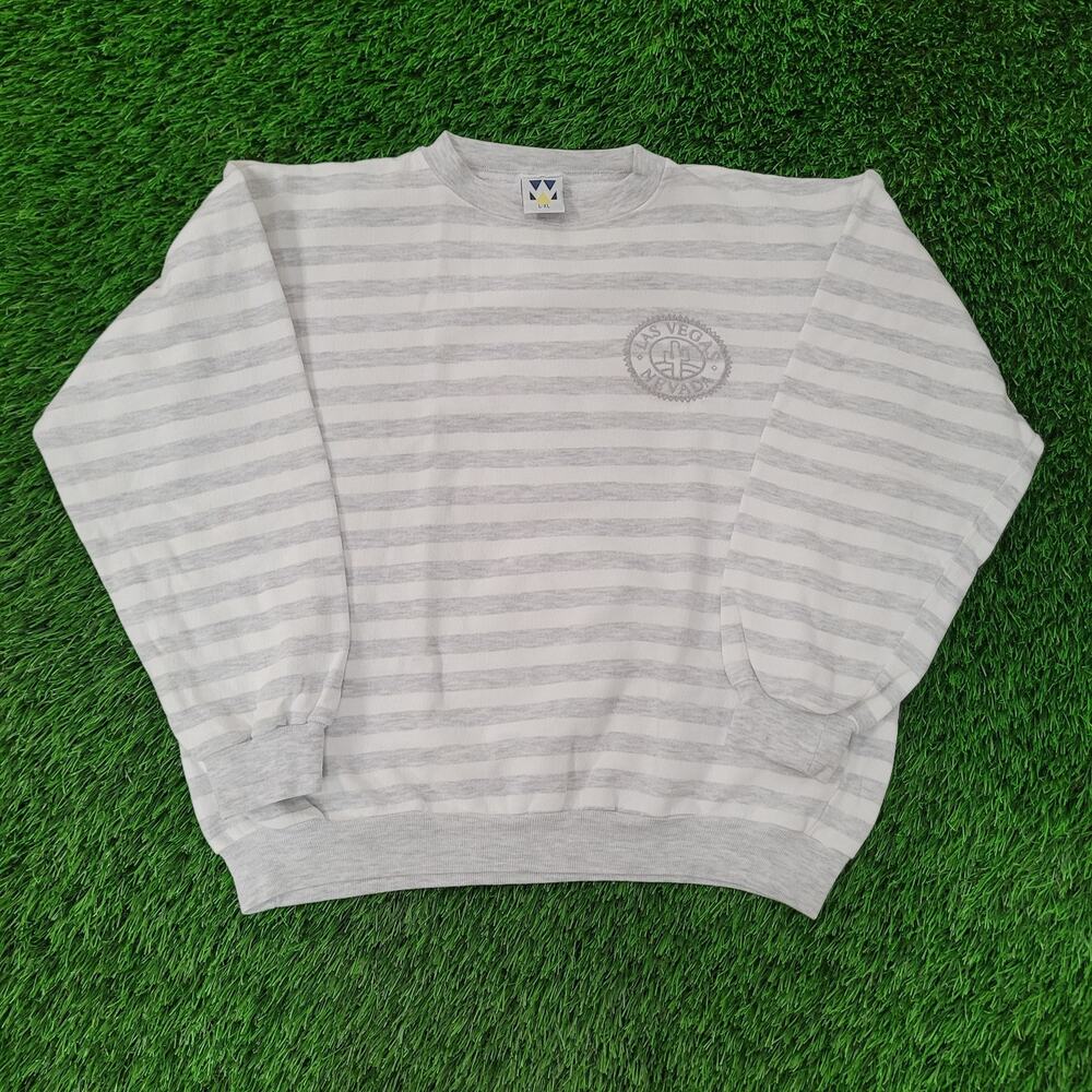 Vintage 90s Las-Vegas Sweatshirt Womens L/XL 23x22 Stripes